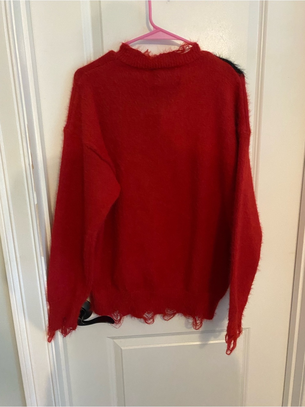 NWT Aelfric Eden Red Fuzzy Sweater with Black Cat Graphics - Picture 5 of 7